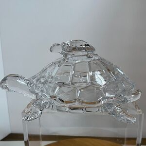 Vintage Czech 24% Crystal Turtle Candy Dish